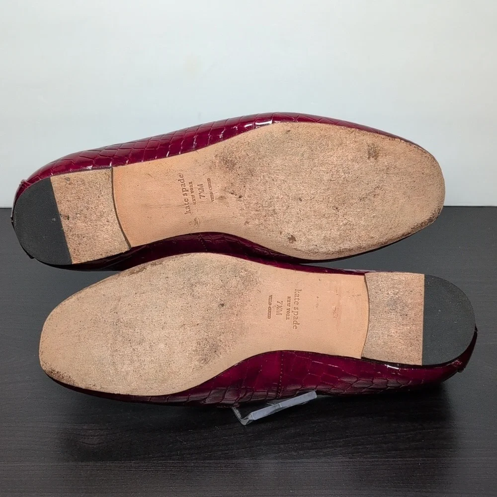 Kate Spade New York Lana Croc-embossed red loafers woman's size 7.5 - Picture 14 of 16